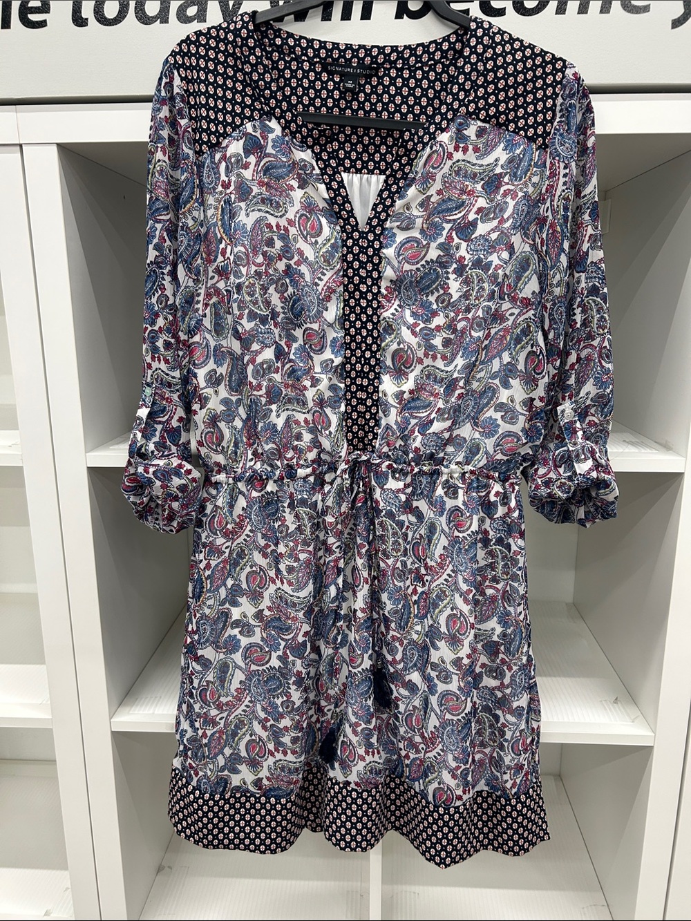 Signature Studio Paisley Mini Dress in Blue & Pink